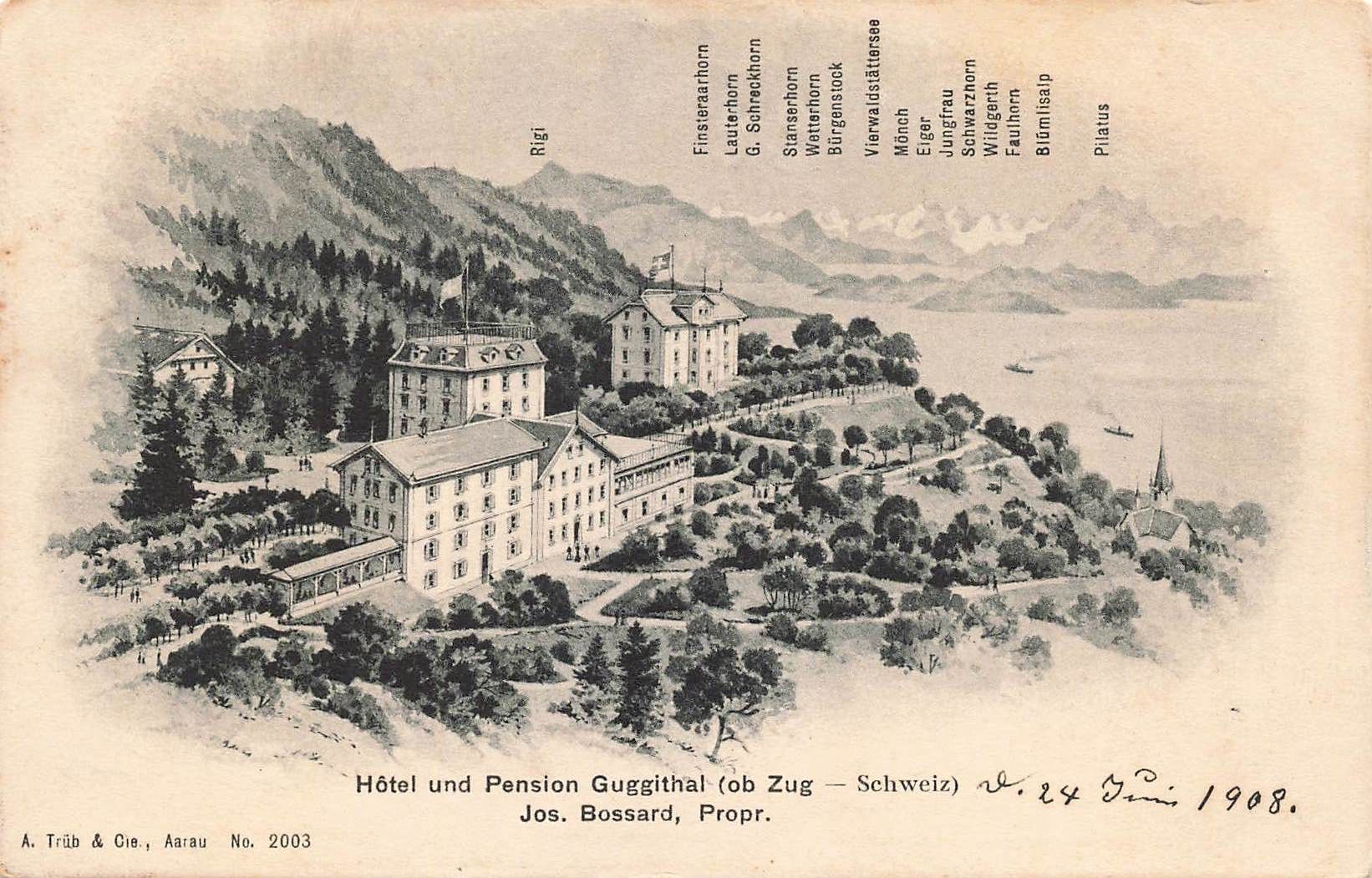 Cartoline postali: hotel und Pension Guggithal Zug Schweiz – Usato da Biasca venduto da Blenio71