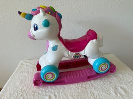 Schaukelpferd Einhorn pink/weiss mit abnehmbarem Rocker