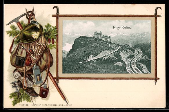 Cartoline postali: Präge-Lithographie Rigi-Kulm, Gesamtans – Usato da Berlin venduto da bartko-reher