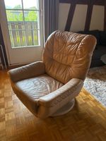 Ledersessel mit Hocker beige Drehstuhl gebraucht