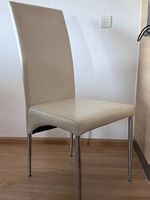 Lederstuhl, beige, Stahlgestell, 3 Stück
