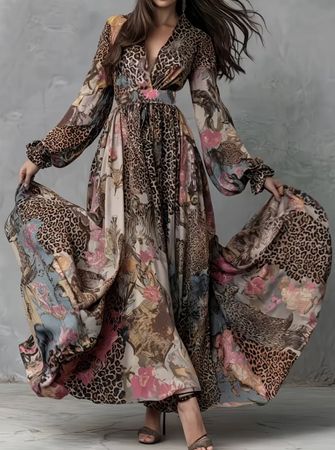 Glamour Maxi Abito da cocktail fantasia animalier,!