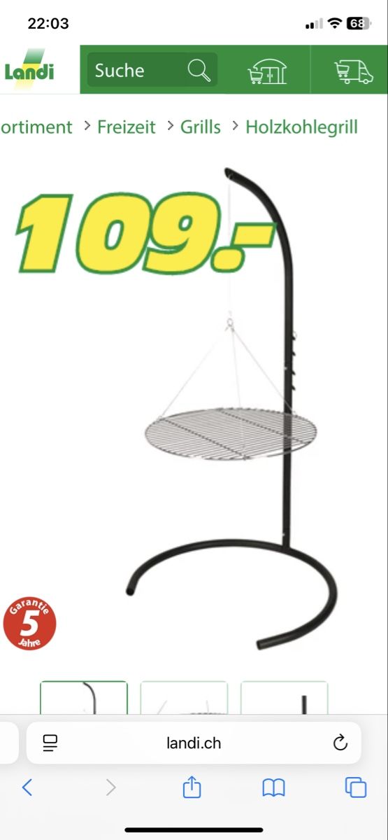 Griglie: Landigrill  mit Feuerschale – Usato da Wahlen b. Laufen venduto da tosa04 4
