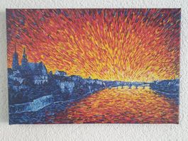 Kunstdruck auf Leinwand "Basel Bridge" 30x20cm
