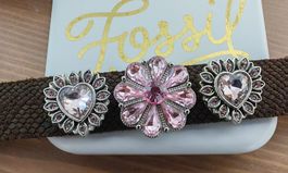 Fossil Armband mit Strass Herz Blume Neuwertig Box