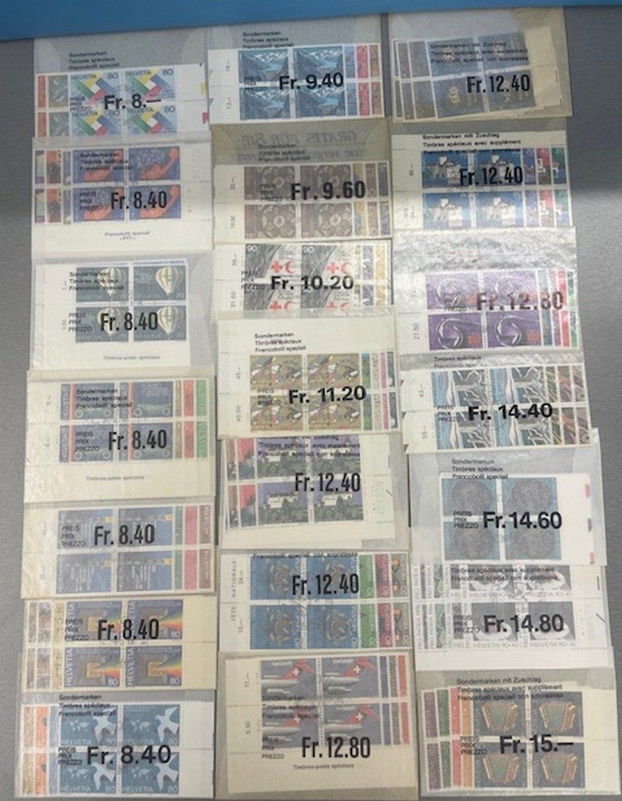 Tutti i francobolli: CH Sondermarken; ca. 80 x 4-er Blocks ET gestempelt – Usato da Sirnach venduto da Melisangi