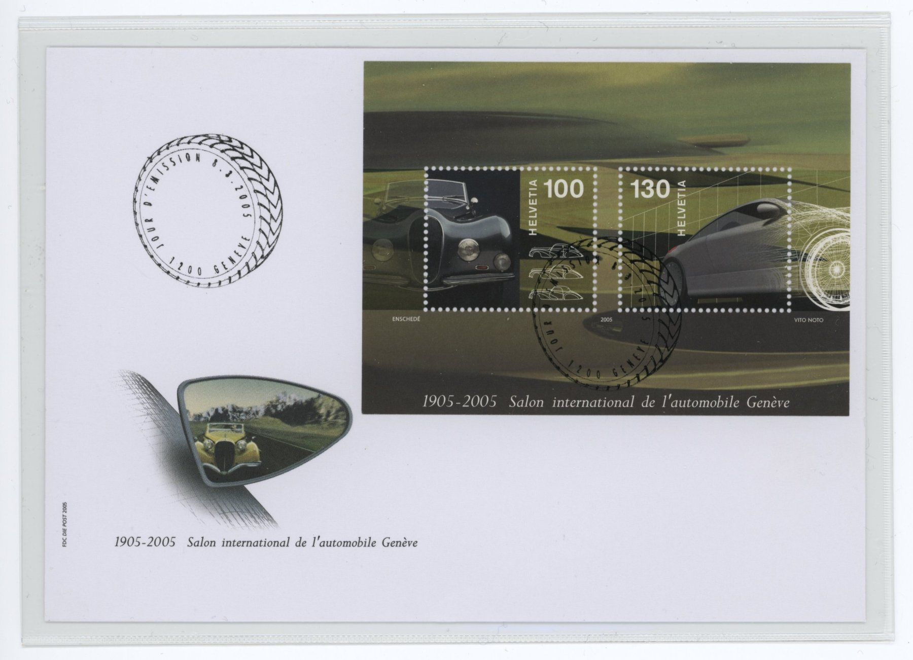 Tutti i francobolli: Sonderblock Autosalon 2005, FDC auf C6-Couvert – Usato da Utzigen venduto da sprint.007 2