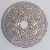 DAENEMARK 1990 - 5 KRONEN - SELTENE LOCHMUENZE