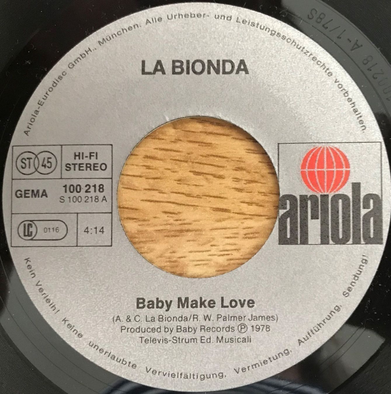 Schallplatten: LA BIONDA - BABY MAKE LOVE – Gebraucht aus Bussigny von vinyl-pas-cher 2