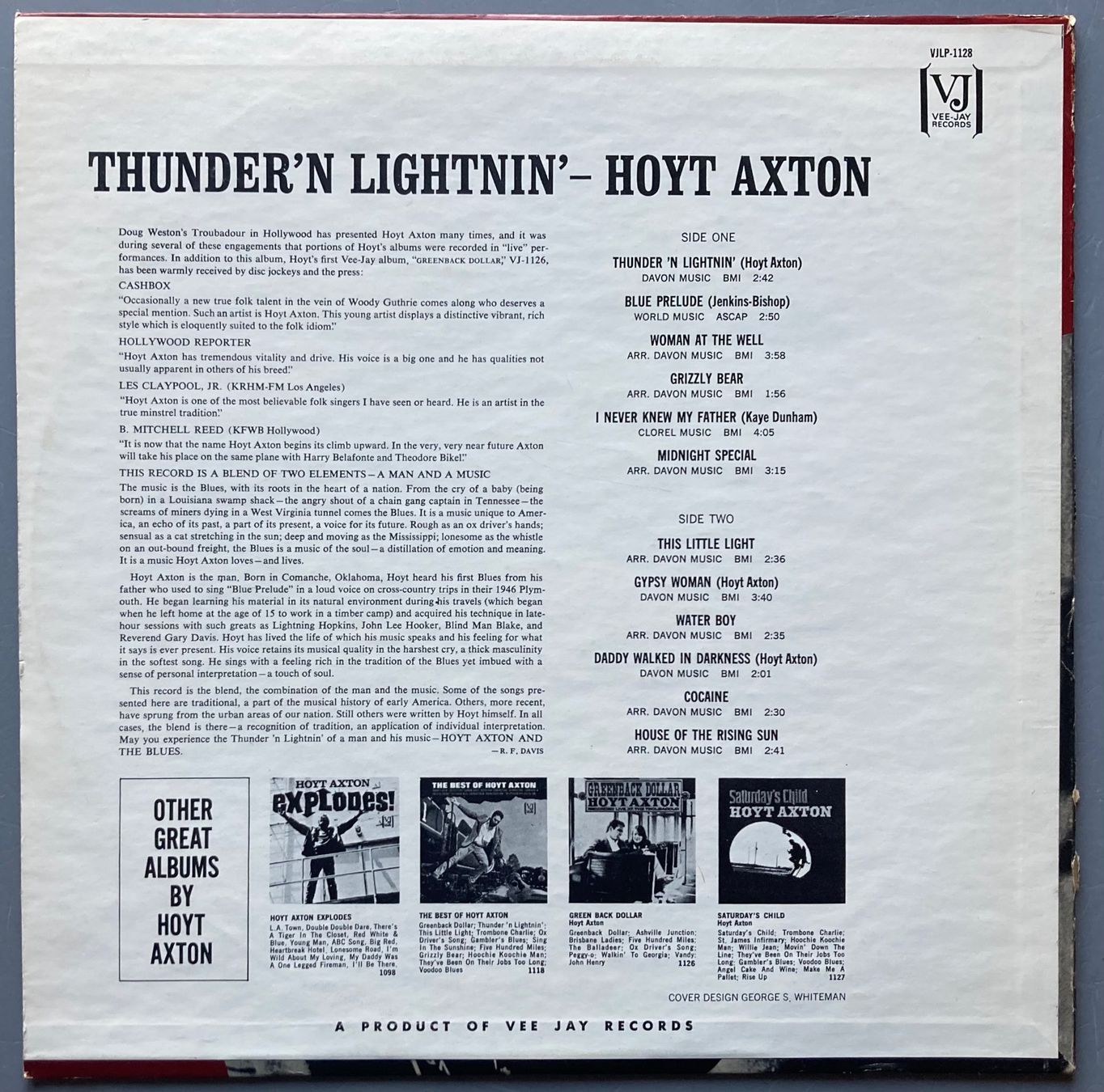 Dischi in vinile: HOYT AXTON - TUNDER'N LIGHTIN' – Usato da Poliez-Pittet venduto da Newtown-Records 1