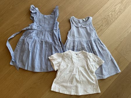 Girls' Summer Dress Bundle: Blue, White, Size 6-7 Years