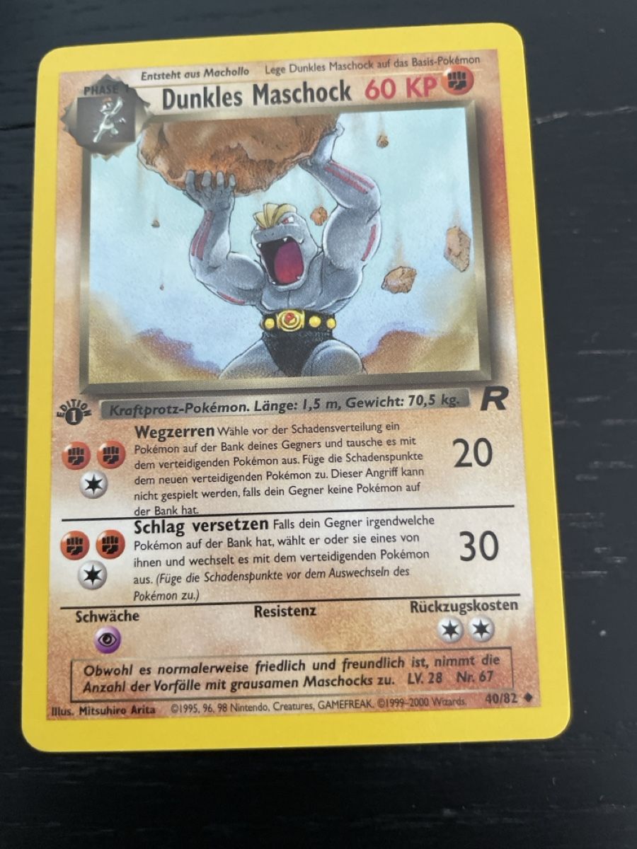 Pokémon Carte collezionabili: Pokemon Dunkles Maschock 40/82 team rocket 1. edition – Usato da Hugelshofen venduto da Suimosa