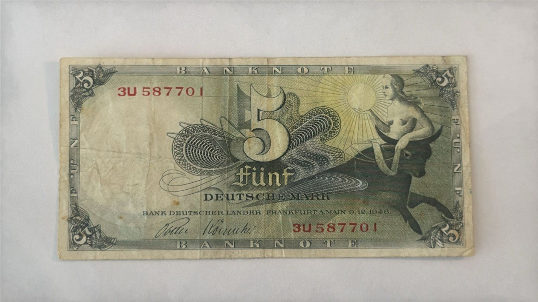 Banconote: SEHR ALTE DEUTSCHE 5 MARK 9.12.1948 – Usato da wattwil venduto da Nafri07