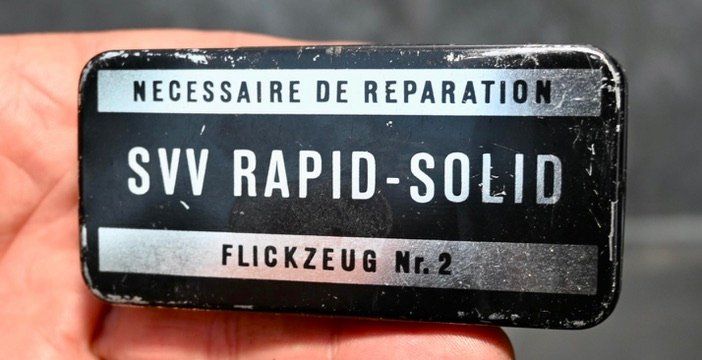 Omega Barattoli: alte BLECHDOSE SVV rapid solid Nr2 VELO-FLICKZEUG m INHALT – Usato da Pfaffhausen venduto da mono_rec 2