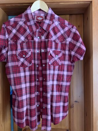 Western Hemd Stars and Stripes rot kariert Grösse 2XL