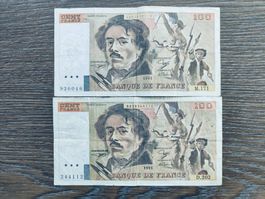 Frankreich 100 Francs 1991- 2 Stück !!!!!!!