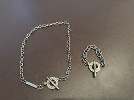 Kette & Armband Set, Silberlook, trendig, Sommer ☀️