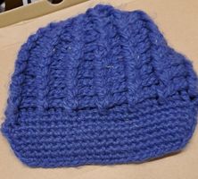 Handgestrickte Mütze, Beanie, blau, Wolle, Wintermütze