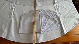 Edle Tischdecke in hellblau mit 8 Servietten, rund 154 cm