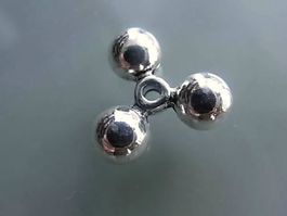 Metallperle 15x6mm  versilbert  3 Kugeln
