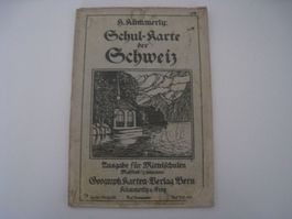 Antike Schulkarte der Schweiz, 1929  guter Zustand.