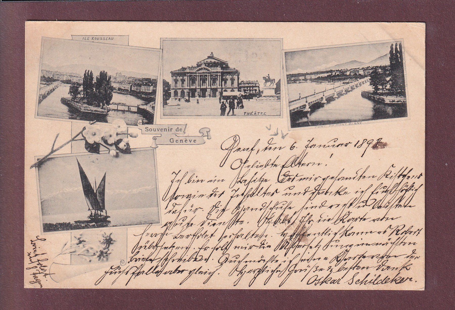 Cartoline postali: Souvenir de GENEVE - 1898 – Usato da Pully venduto da nicecards