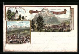 Litho Glarus, Gesamtansicht mit Burg