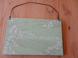 Schild WILLKOMMEN shabby chic NEU aus Holz Dekoration