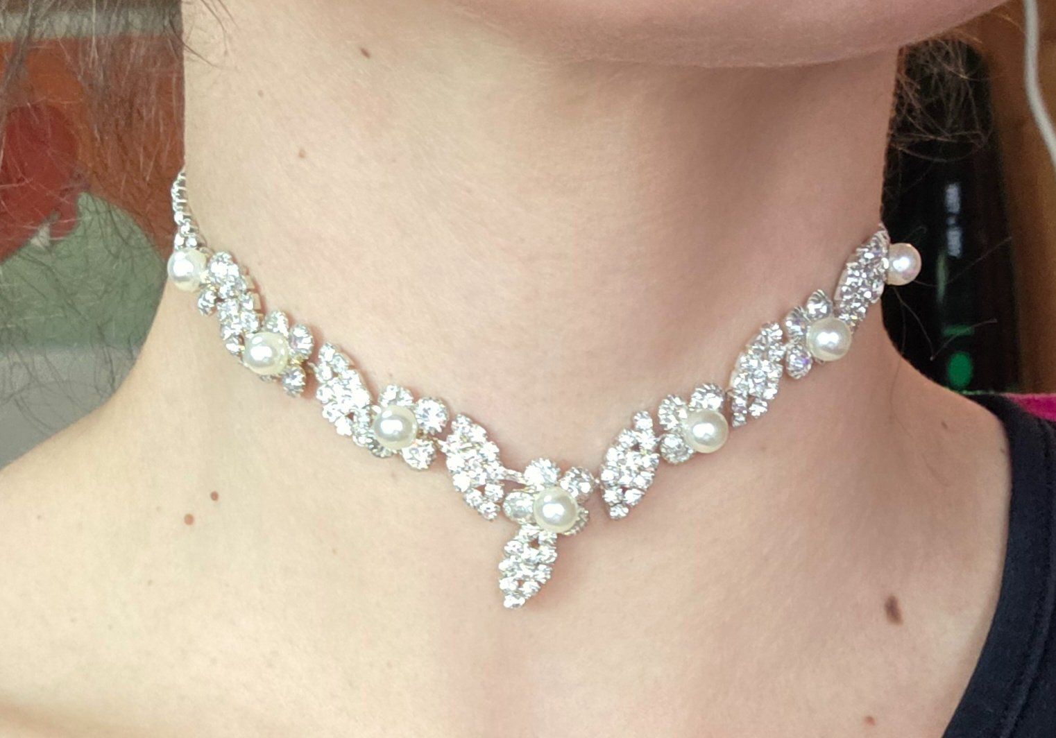 Catenine: Elegante Halskette mit Perle & Strass      672 – Usato da Wald ZH venduto da Martin79