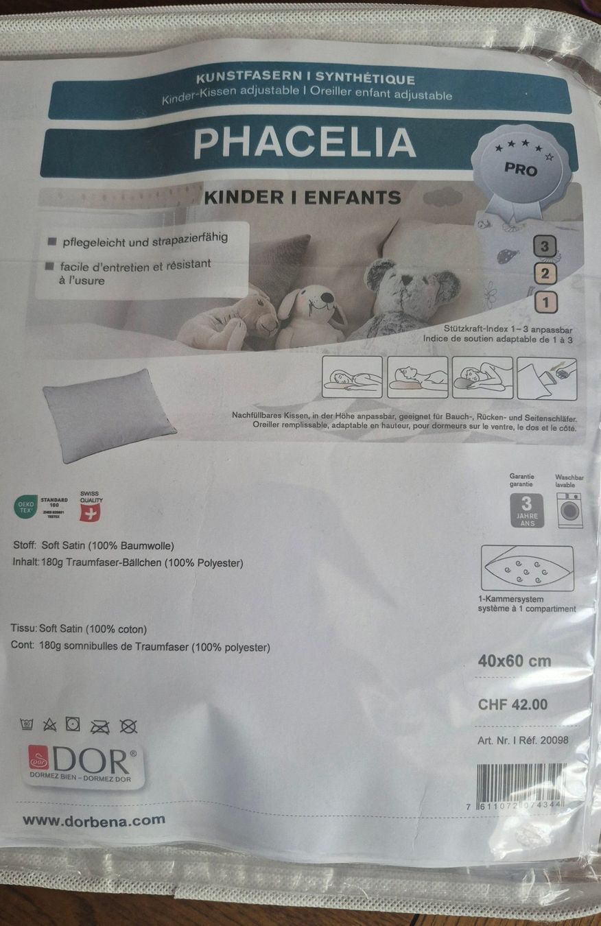 Kissen: DOR Phacelia Kinderkissen, 40x60cm + Nachfüllbeutel – Neu (gemäss Beschreibung) aus Pieterlen von Dyui 1