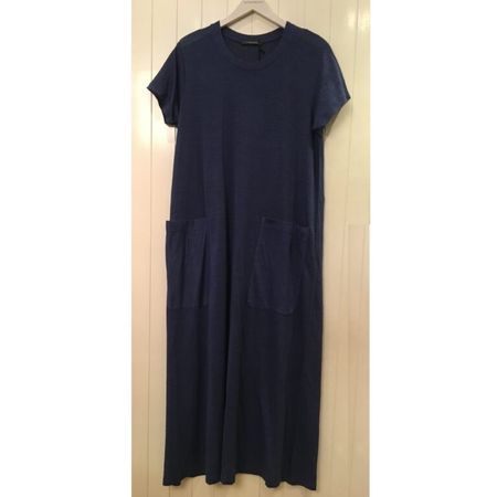 GWhite langes KA Kleid Leinen Jersey iris blau Gr 40