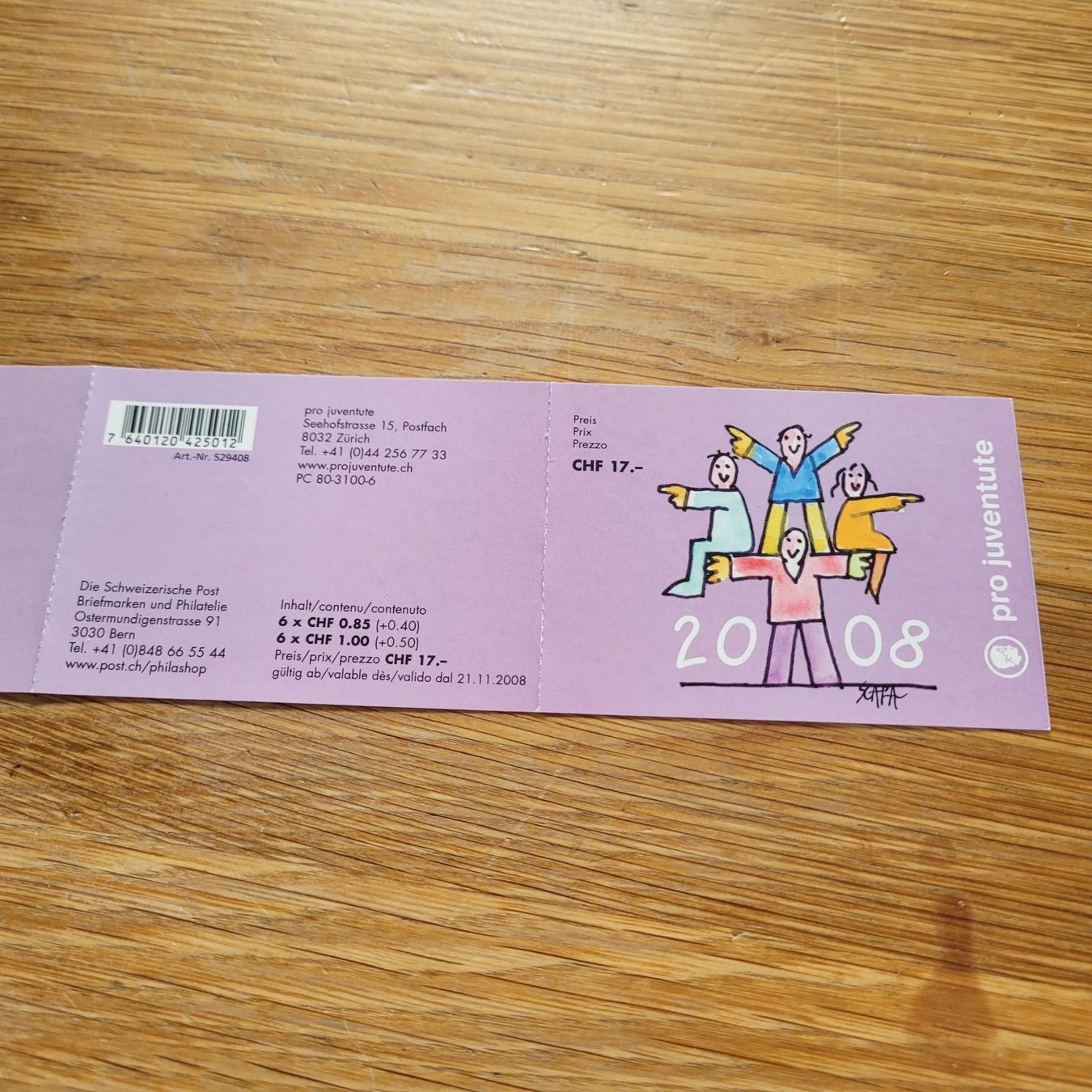 Tutti i francobolli: Carnet De Timbre /  Markenheftchen  Pro Juventute 2008 – Usato da Biel/Bienne venduto da Destockweb 1
