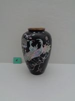 Grosse japanische Baluster Messing Vase mit Pfauen Perlmutt