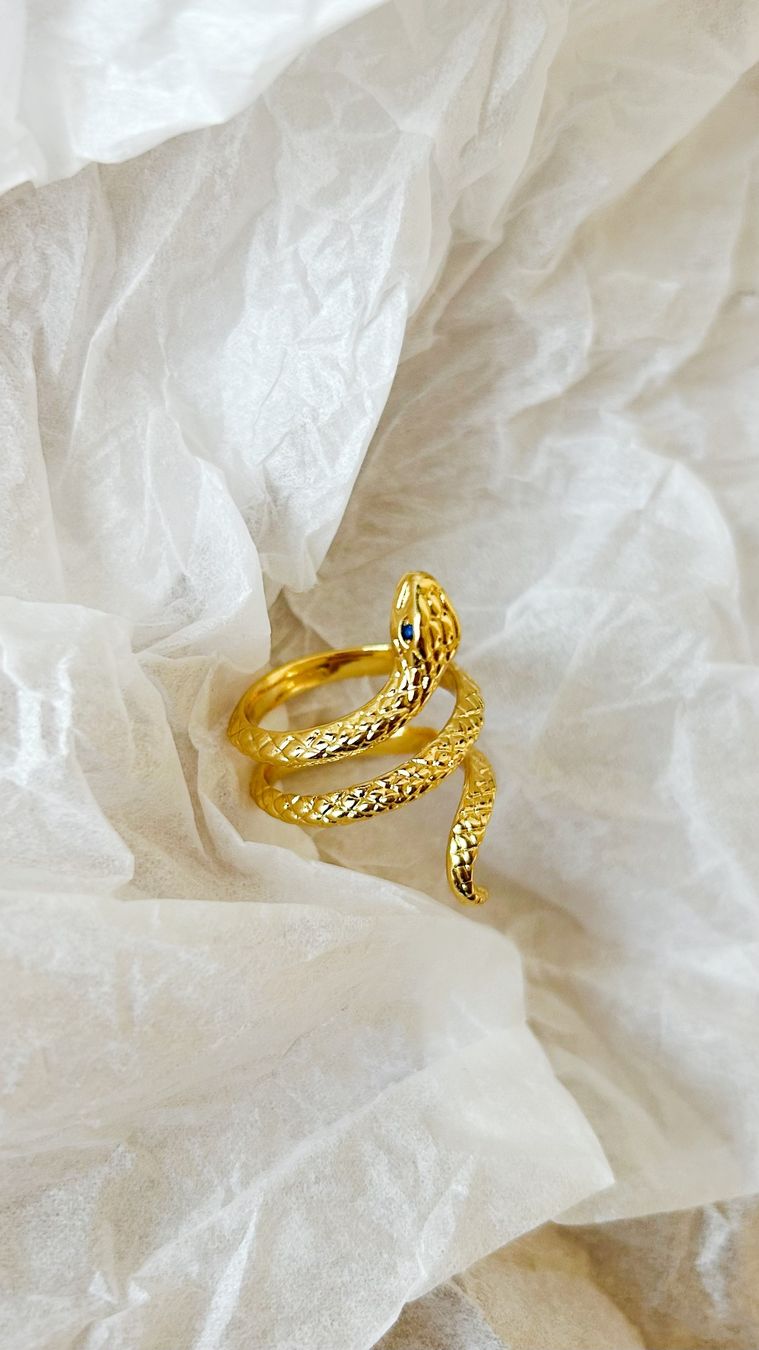 Anelli: Snake Ring - 18k gold plated with zirconia – Nuovo e nell'imballaggio originale da Romanshorn venduto da KikisClothing