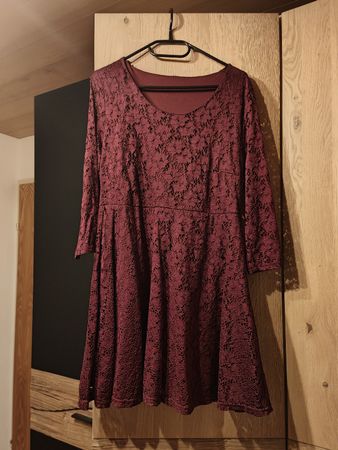 Festkleid, Cocktailkleid weinrot langarm