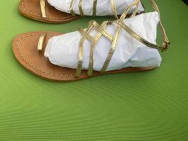 SUMMERTIME - stylische/edle ZARA Flip-Flops, gold, 38