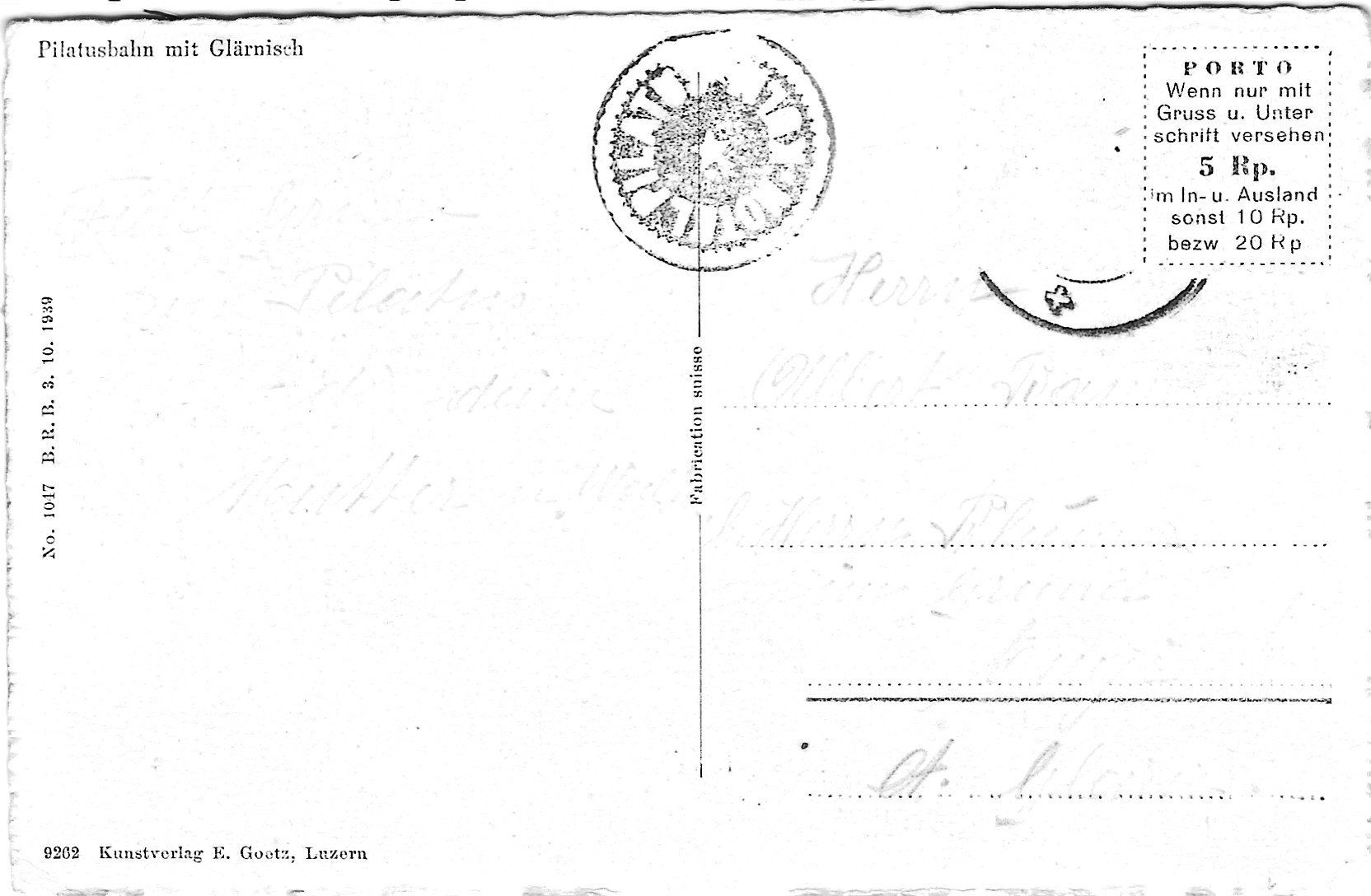 Cartoline postali: Pilatusbahn mit Glärnisch – Usato da Flums venduto da Guscha1 1