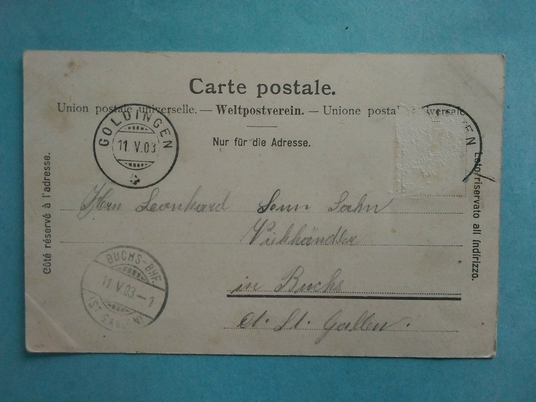 Cartoline postali: SG Goldingen 1903 – Usato da Appenzell venduto da lama19 1