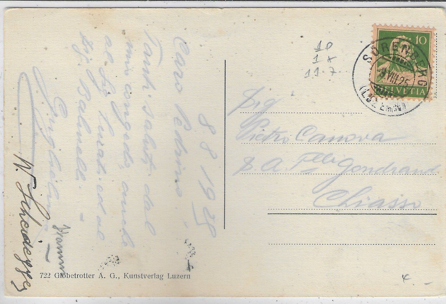 Cartoline postali: Kurort Sörenberg (Entlebuch) 1925 – Usato da Ettingen venduto da Kartenplanet 1