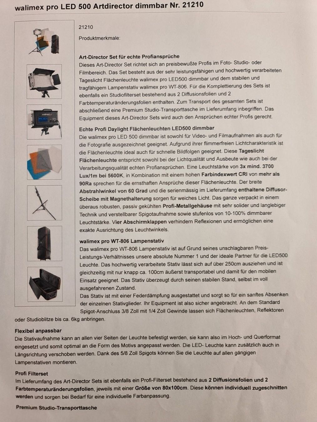 Lampade: WALIMEXpro LED 500 Artdirector dimmbar – Nuovo (secondo la descrizione) da Arlesheim venduto da bebbirofo01 9