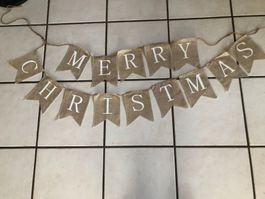 Merry Christmas Jute Banner - festliche Dekoration!
