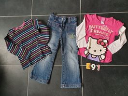 E91: 2x Sweatshirt & Jeans Grösse 104