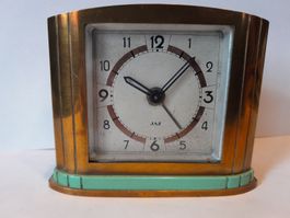 JAZ Art Deco Tischuhr, Vintage Messing Uhr, Top Zustand