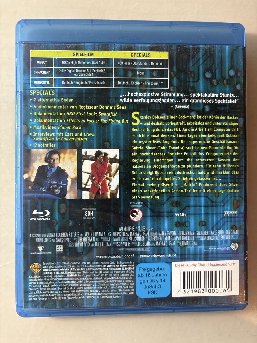 Tutti i DVDs: Action-Blu-ray: Passwort Swordfish mit Starbesetzung – Nuovo (secondo la descrizione) da Ruswil venduto da Slivio_ 1