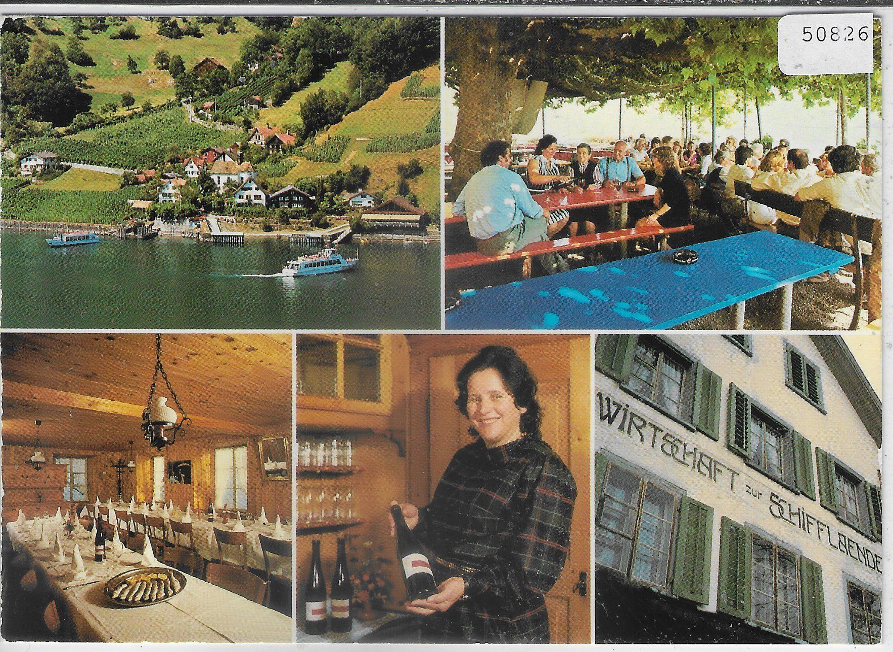 Cartoline postali: Quinten - Restaurant Schifflände - Multiview – Usato da Ettingen venduto da Kartenplanet