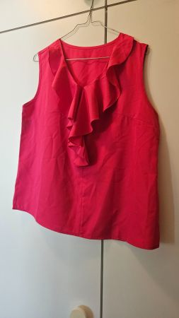 Top rosa con volants tg.M poliestere