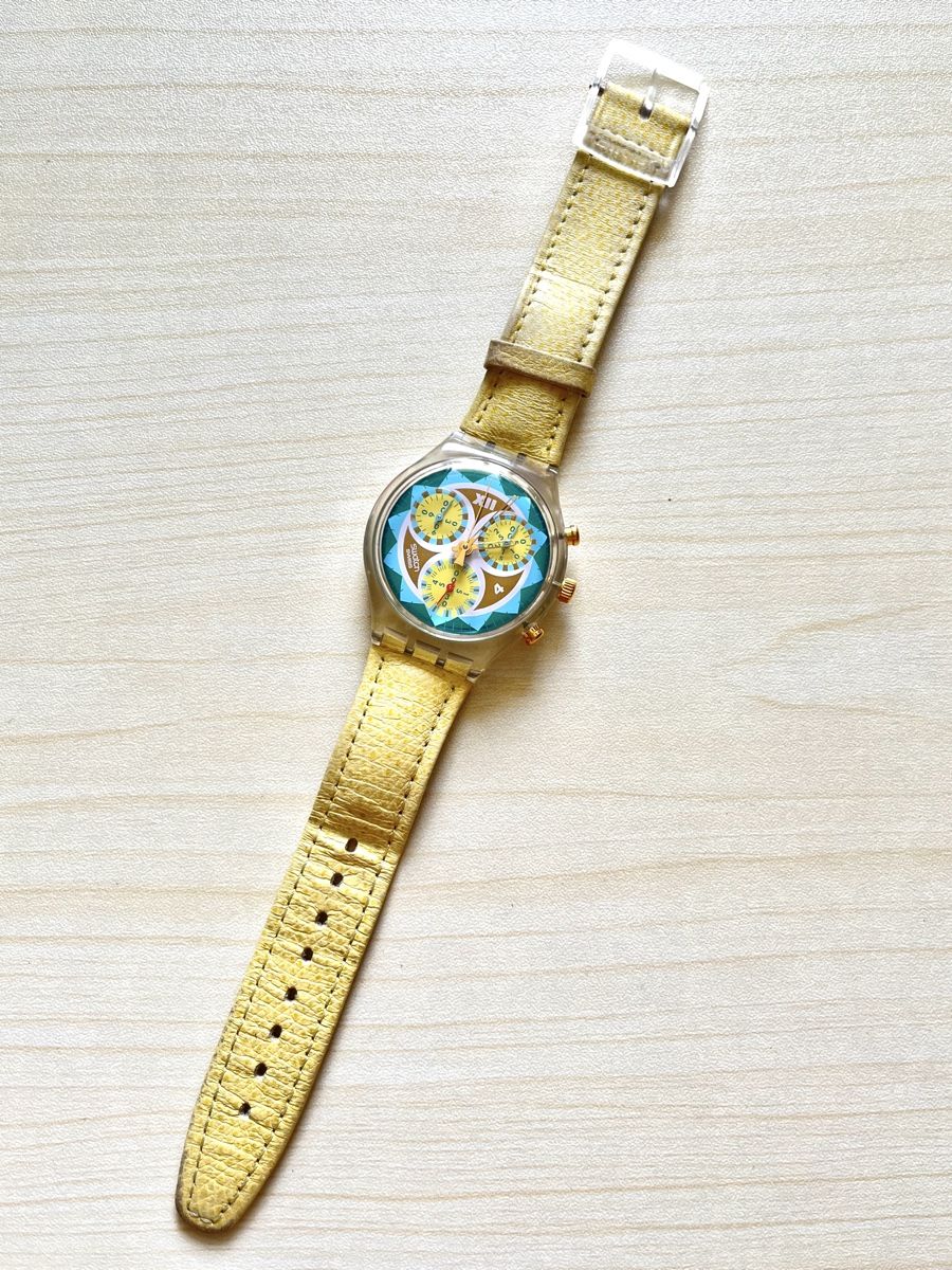 Swatch Uhren: Swatch Chronograph Uhr bunt Lederarmband  – Gebraucht aus Grenchen von chththl 1