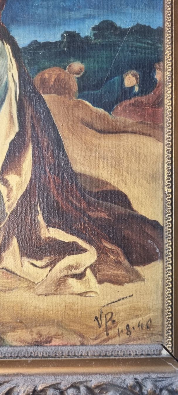 Gemälde: Gemälde Jesus auf dem Tempelberg, monogrammiert 37x29cm – Gebraucht aus Grenchen von swiss.antiques 1