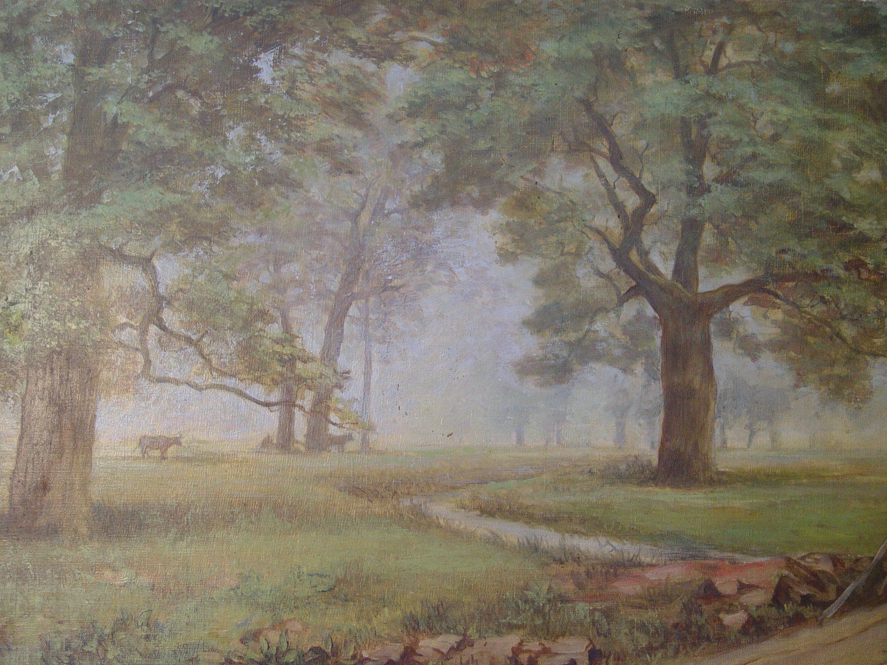 Gemälde: Idyllisches Landschaftsbild auf Leinwand, Ölgemälde – Gebraucht aus Rotkreuz von Trojaner- 1