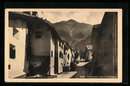 Pontresina, Alte Dorfstrasse mit Brunnen